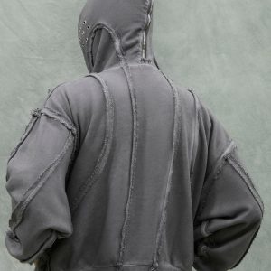 Concert Outfit Heavy Washed Distressed Full Zip Hoodie