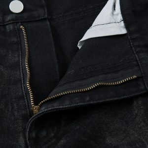 Concert Outfit Heavy Washed Distressed Pleated Baggy Jeans