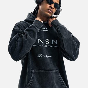 Concert Outfit Heavy Washed Print Fleece Hoodie