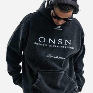 Concert Outfit Heavy Washed Print Fleece Hoodie