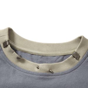 Concert Outfit Heavy Washed Street Metal Collar T-Shirt