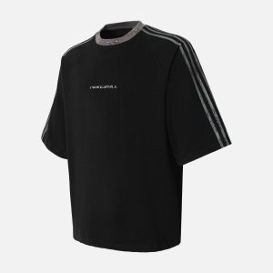 Concert Outfit Heavy Washed Street Metal Collar T-Shirt