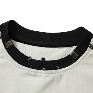 Concert Outfit Heavy Washed Street Metal Collar T-Shirt