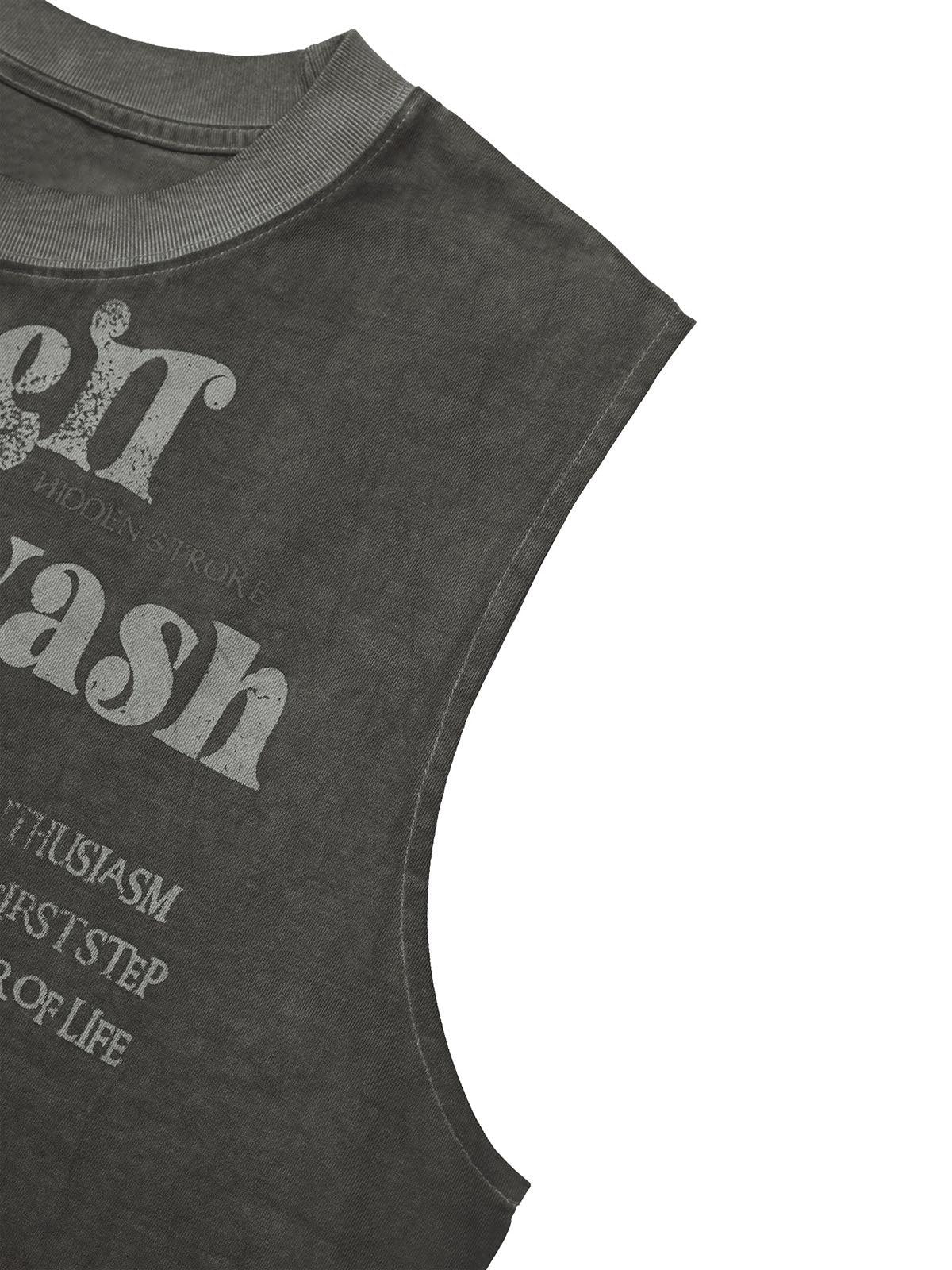 Concert Outfit Heavy Worker Washed And Broken Retro Font Vest Concert Outfit Heavy Worker Washed And Broken Retro Font Vest