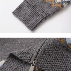 Concert Outfit High-Neck knitwear Diamond Weave Jacquard Sweater