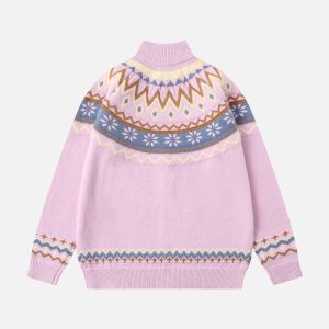 Concert Outfit High-Neck knitwear Diamond Weave Jacquard Sweater