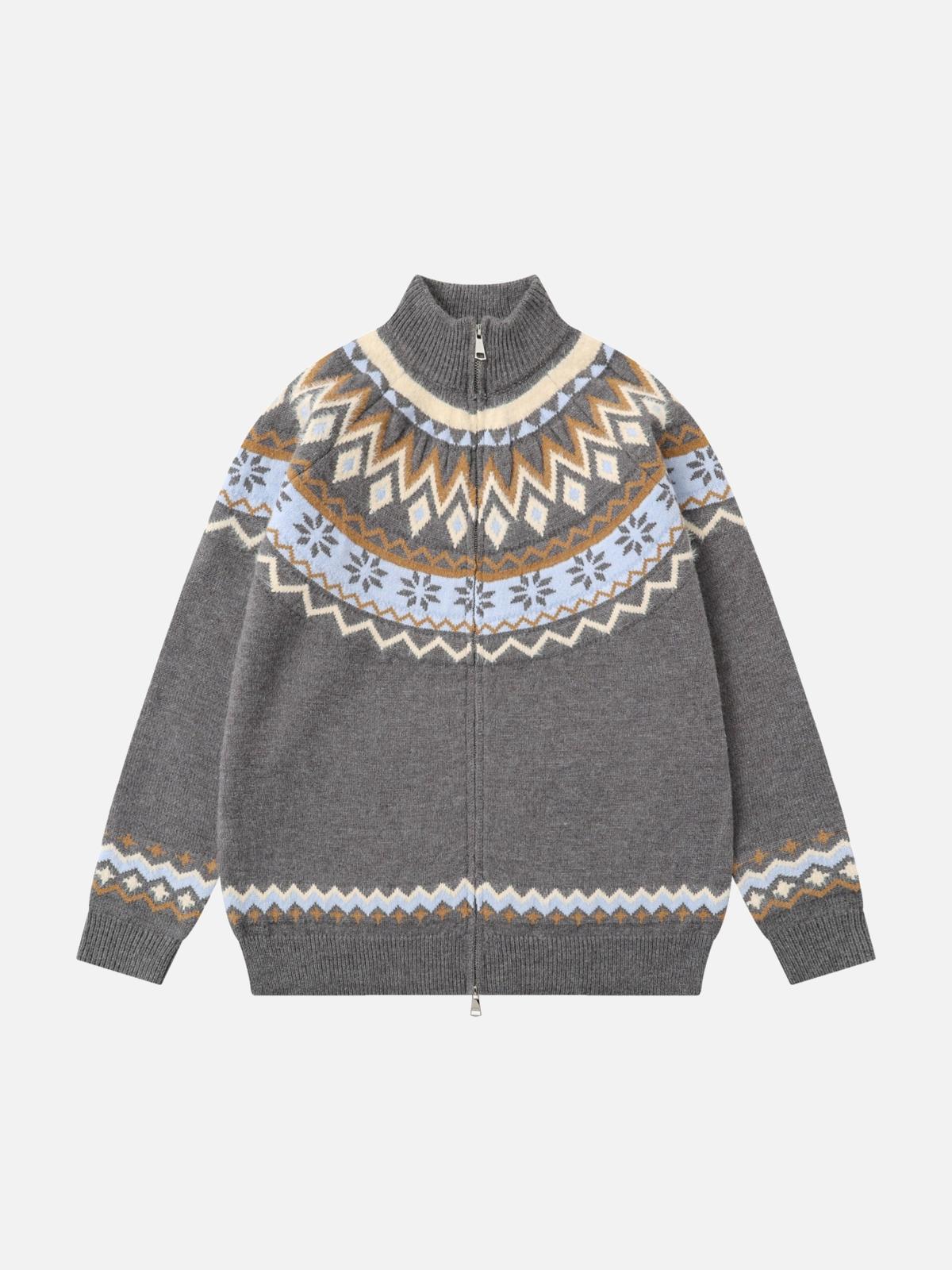 Concert Outfit High-Neck knitwear Diamond Weave Jacquard Sweater Concert Outfit High-Neck knitwear Diamond Weave Jacquard Sweater