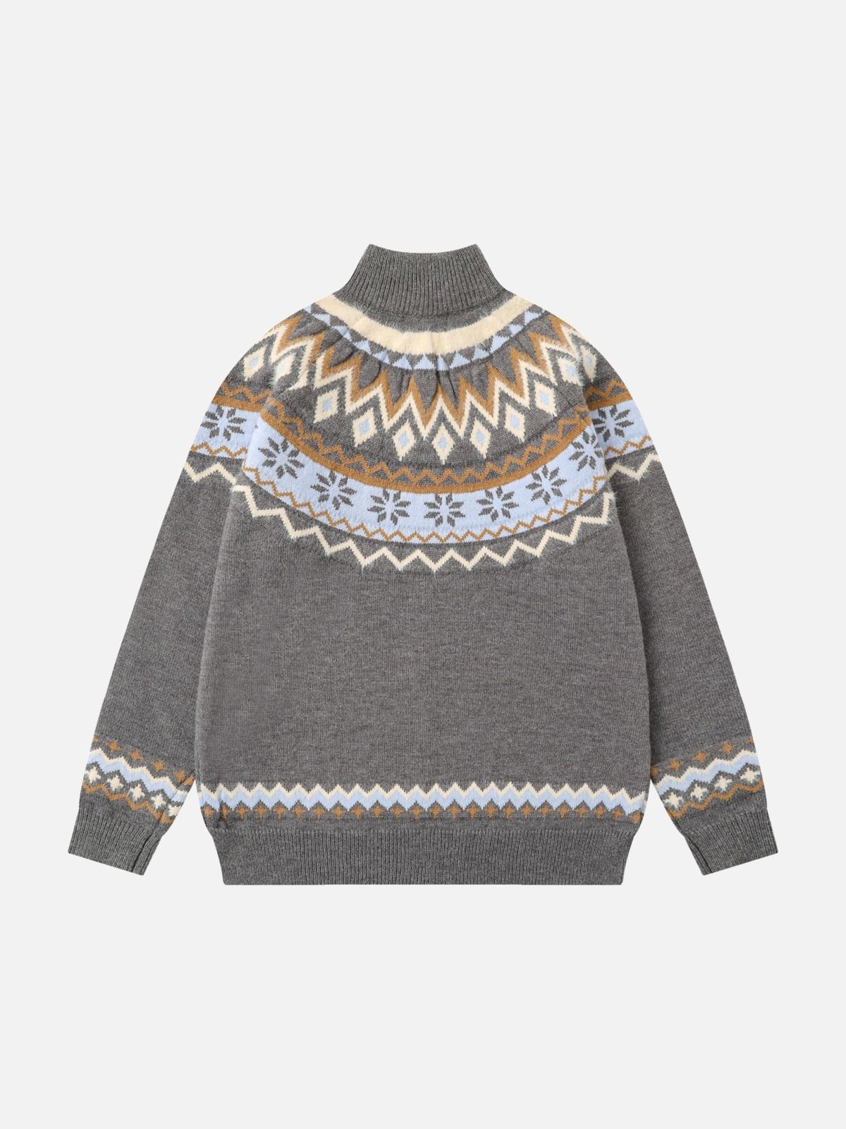 Concert Outfit High-Neck knitwear Diamond Weave Jacquard Sweater Concert Outfit High-Neck knitwear Diamond Weave Jacquard Sweater