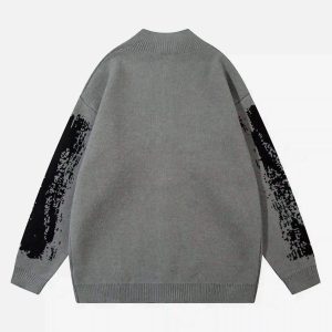 Concert Outfit High Street Abstract Pattern Zipper Stand Collar Cardigan