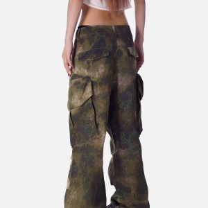 Concert Outfit High Street Badge Camouflage Multi-Pocket Pants