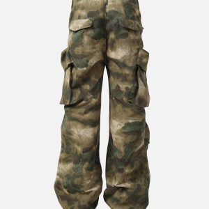 Concert Outfit High Street Badge Camouflage Multi-Pocket Pants