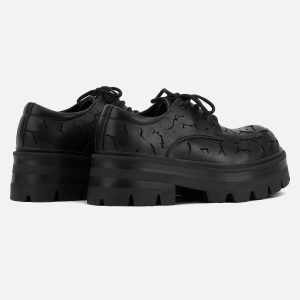 Concert Outfit High Street Crackle Leather Shoes