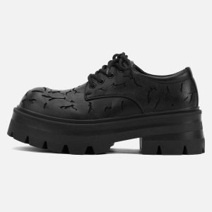 Concert Outfit High Street Crackle Leather Shoes