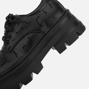 Concert Outfit High Street Crackle Leather Shoes