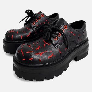 Concert Outfit High Street Crackle Leather Shoes