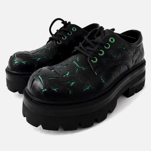 Concert Outfit High Street Crackle Leather Shoes