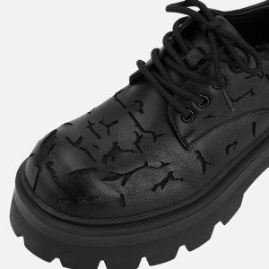 Concert Outfit High Street Crackle Leather Shoes