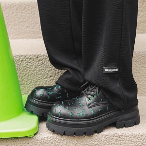 Concert Outfit High Street Crackle Leather Shoes