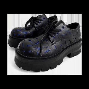 Concert Outfit High Street Crackle Leather Shoes