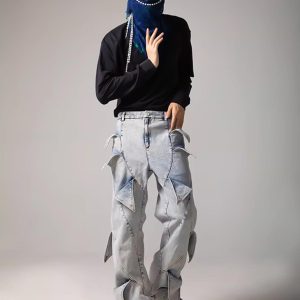 Concert Outfit High Street Deconstructed Washed Jeans