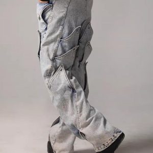 Concert Outfit High Street Deconstructed Washed Jeans