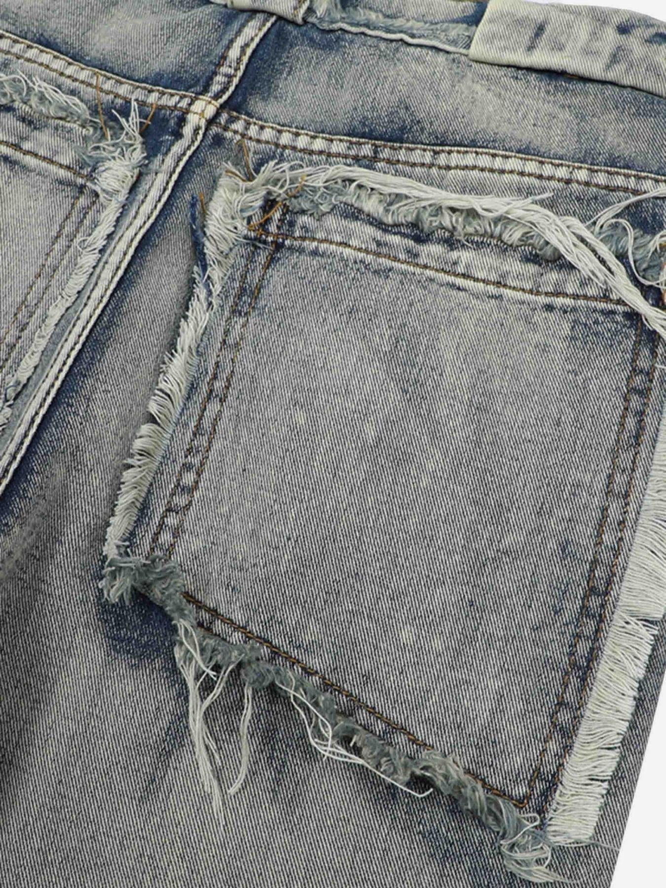 Concert Outfit High Street Distressed Raw Edge Jeans Concert Outfit High Street Distressed Raw Edge Jeans