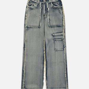 Concert Outfit High Street Distressed Raw Edge Jeans