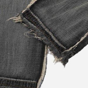 Concert Outfit High Street Distressed Raw Edge Jeans