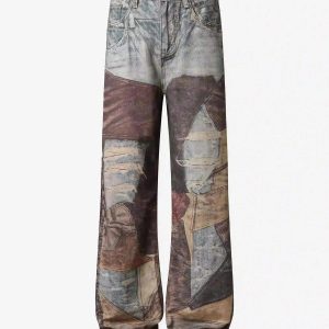 Concert Outfit High Street Distressed Washed Printed Jeans