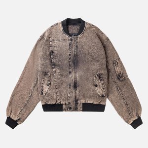 Concert Outfit High Street Distressed Washed Work Jacket