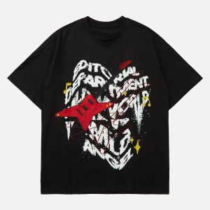 Concert Outfit High Street Embroidered Letters Creative Printed T-Shirt