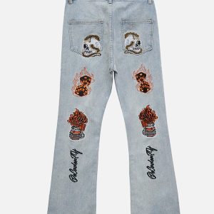 Concert Outfit High Street Embroidery Retro Jeans