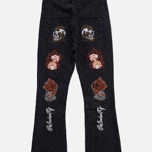 Concert Outfit High Street Embroidery Retro Jeans
