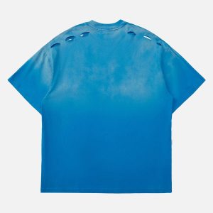 Concert Outfit High Street Gradient Design Hole T-Shirt