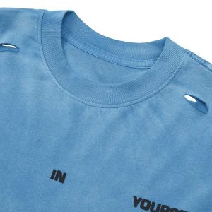 Concert Outfit High Street Gradient Design Hole T-Shirt