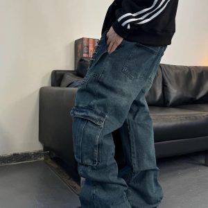 Concert Outfit High Street Heavy Duty Design Multi-Pocket Jeans
