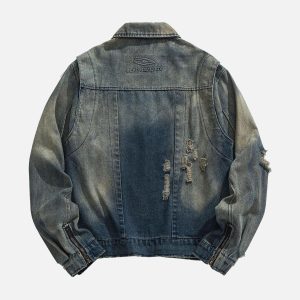 Concert Outfit High Street Hip-Hop Distressed Washed Denim Jacket