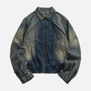 Concert Outfit High Street Hip-Hop Distressed Washed Denim Jacket