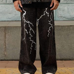 Concert Outfit High Street Hip-Hop Distressed Washed Jeans