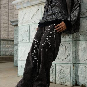 Concert Outfit High Street Hip-Hop Distressed Washed Jeans