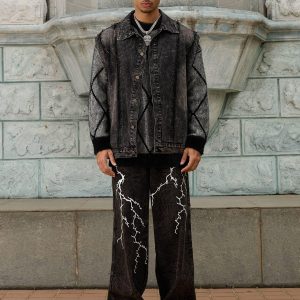 Concert Outfit High Street Hip-Hop Distressed Washed Jeans