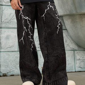 Concert Outfit High Street Hip-Hop Distressed Washed Jeans