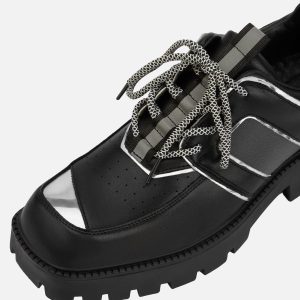 Concert Outfit High Street Hip Hop Metal Design Leather Shoes