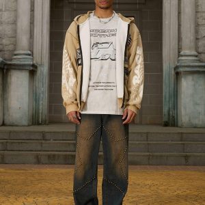 Concert Outfit High Street Hip-Hop Patchwork Long-Sleeved T-Shirt