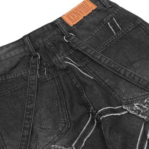 Concert Outfit High Street Hip-Hop Spider Web Denim Pants