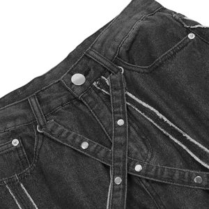 Concert Outfit High Street Hip-Hop Spider Web Denim Pants