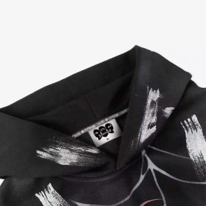 Concert Outfit High Street Hip Hop Spider Web Print Hoodie