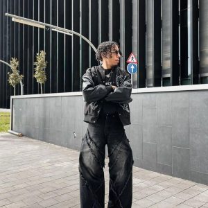 Concert Outfit High Street Hip Hop Washed Distressed Jeans