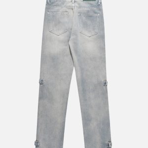 Concert Outfit High Street Hip-Hop Zipper Straight Jeans