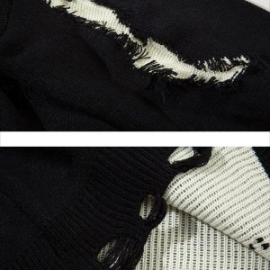 Concert Outfit High Street Irregular Color-Blocking Patchwork Sweater